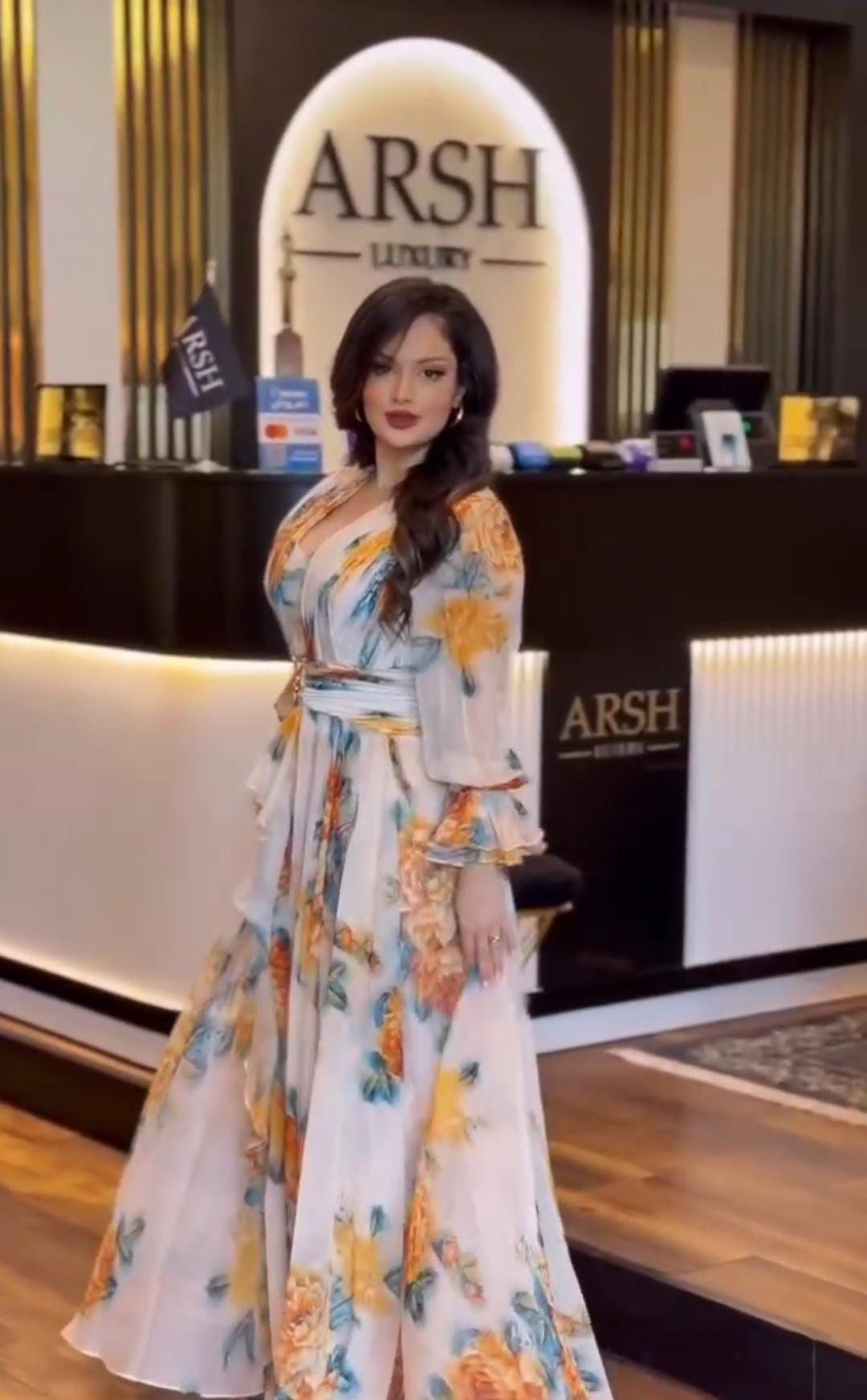 Digital Print Lined Chiffon Dress Arsh9 - kewe