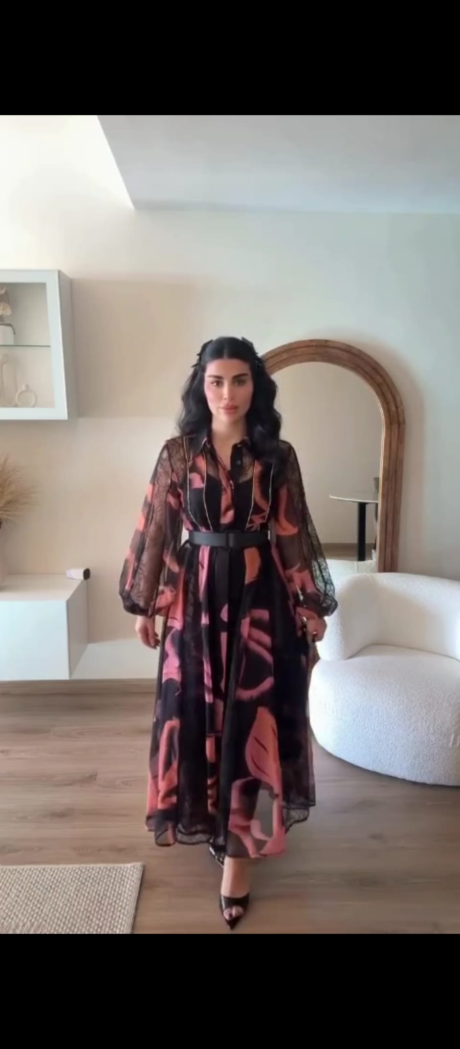 Digital Print Lined Chiffon Dress trep5 - kewe