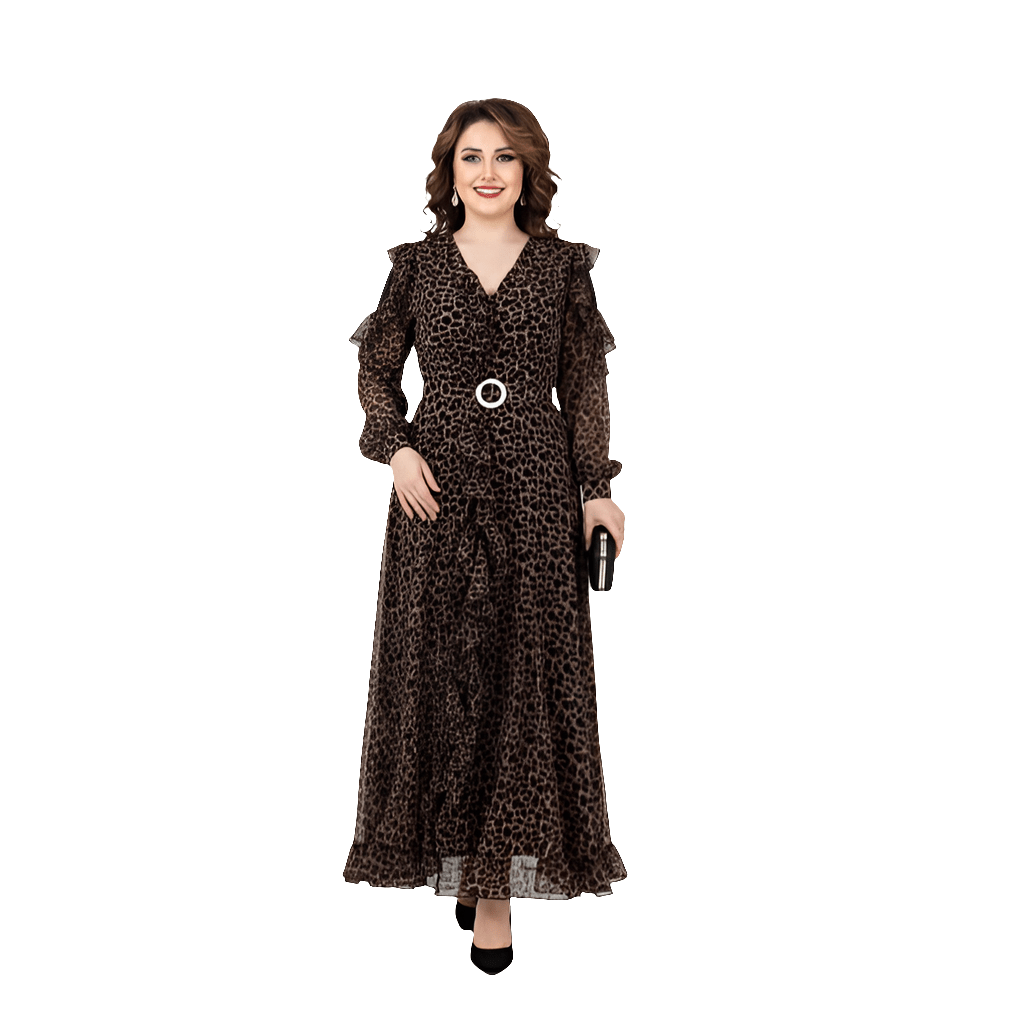 Digital Print Lined Chiffon Dress Nook99 - kewe