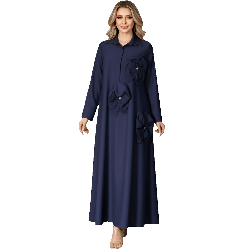 Silk Elegance Dress with stones Flower6 - kewe
