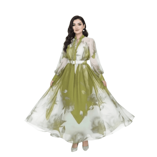 Digital Print Lined Chiffon Dress Bahaa4 - kewe