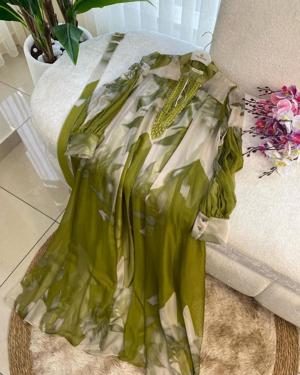 Digital Print Lined Chiffon Dress Bahaa4 - kewe