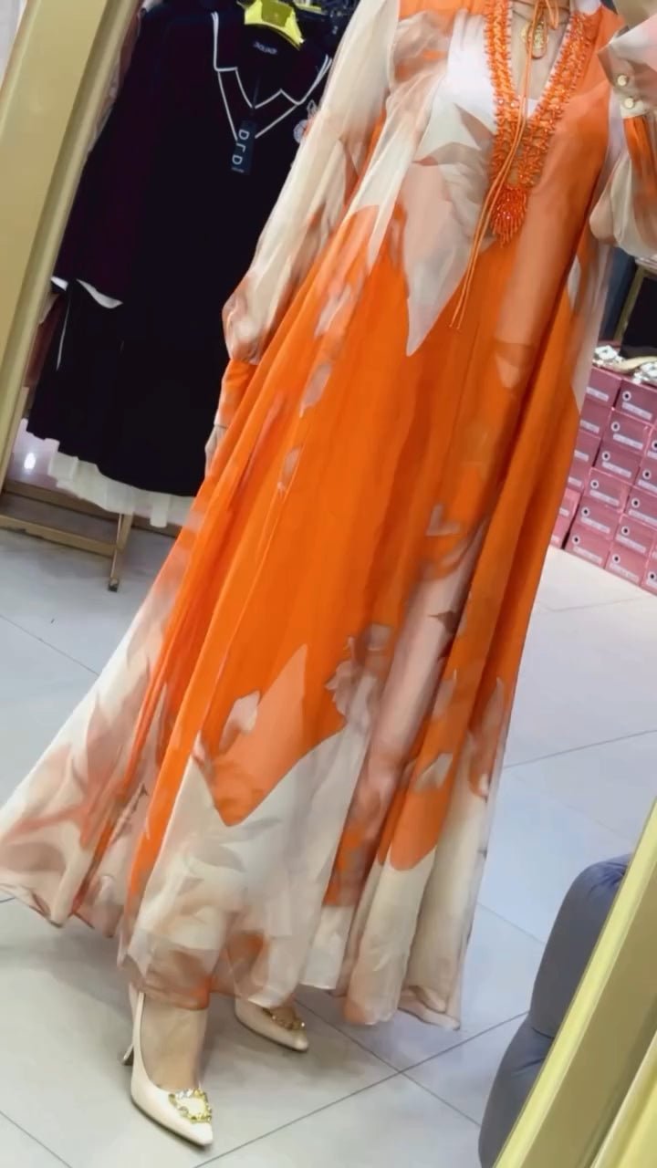 Digital Print Lined Chiffon Dress Bahaa4 - kewe