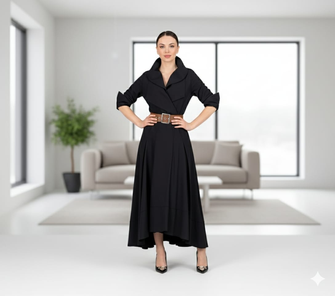 Elegant dress with belt Ovip99 - kewe