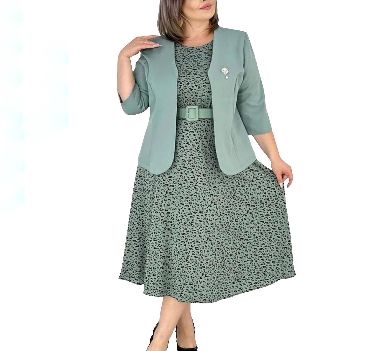 SAED13 Luxurious Tiger Dress & Jacket Set - kewe