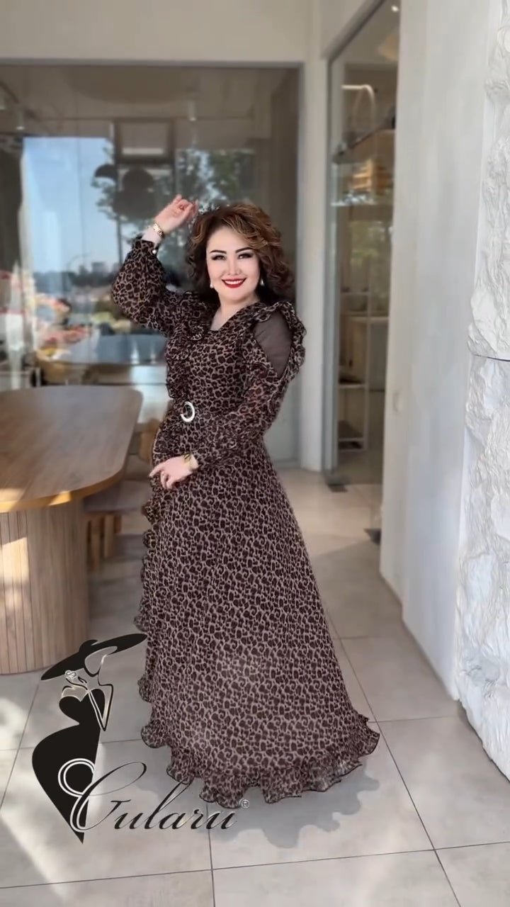 Digital Print Lined Chiffon Dress Nook99 - kewe