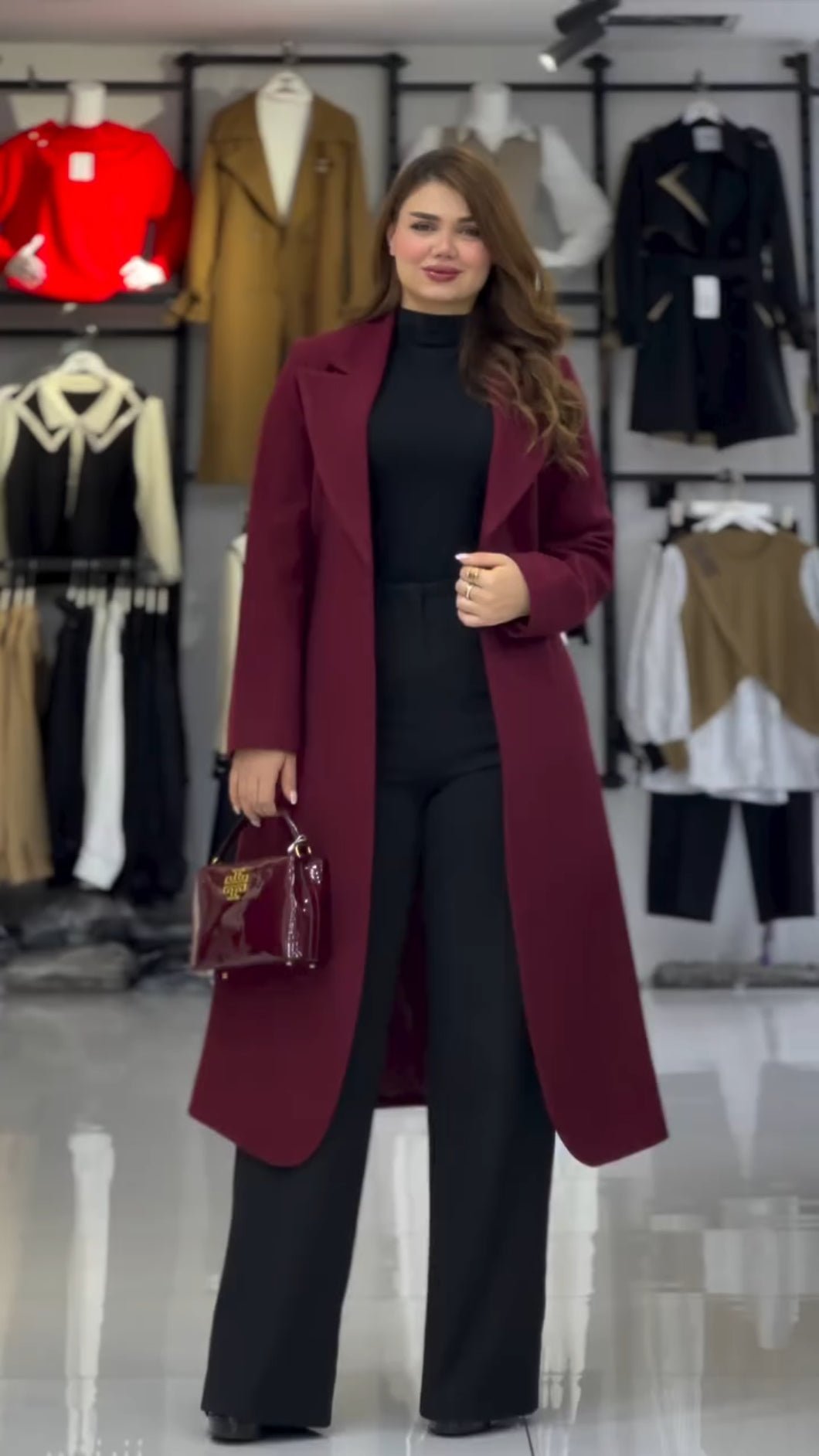 Red Coat &amp; Black Pants Set mozz9 - kewe