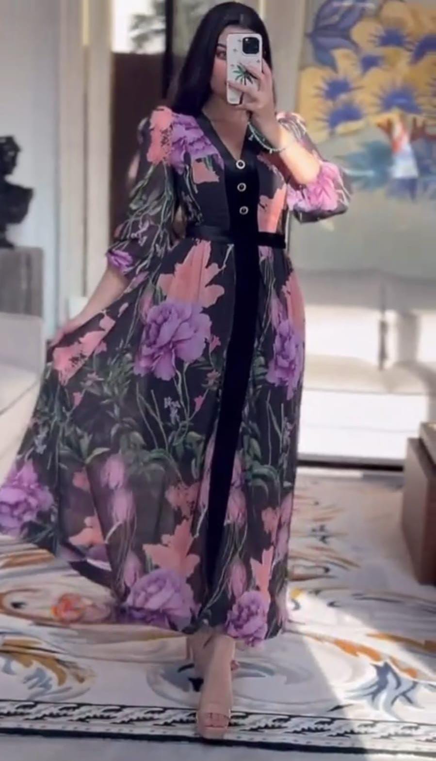 Digital Print Lined Chiffon Dress Holly73 - kewe