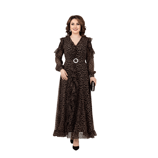 Digital Print Lined Chiffon Dress Nook99 - kewe