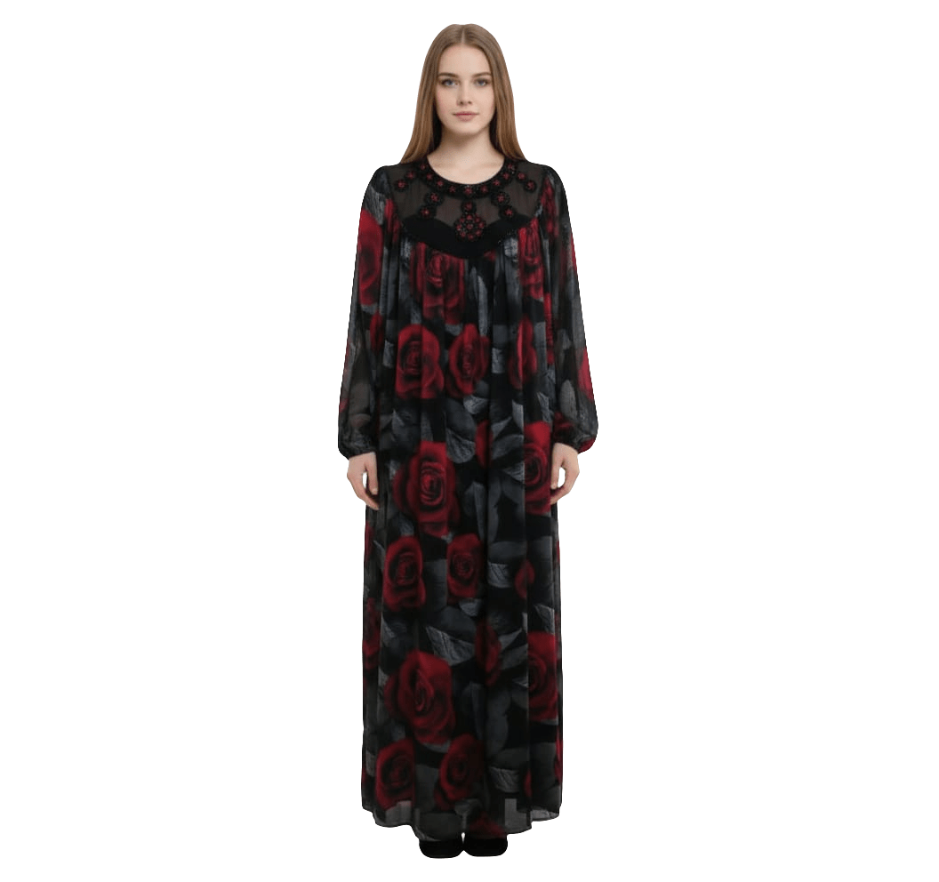 Digital Print Lined Chiffon Dress USER66 - kewe