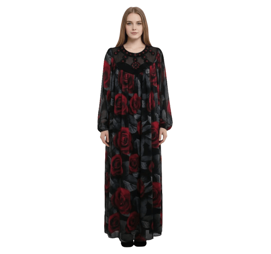 Digital Print Lined Chiffon Dress USER66 - kewe
