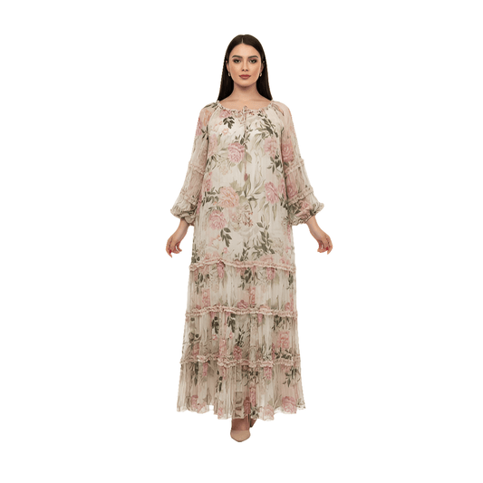 Digital Print Lined Chiffon Dress Madmosel88 - kewe