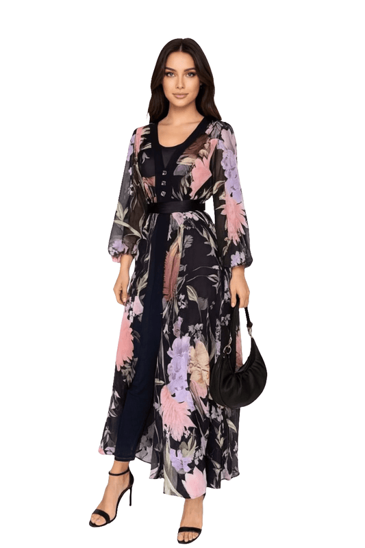 Digital Print Lined Chiffon Dress Holly73 - kewe