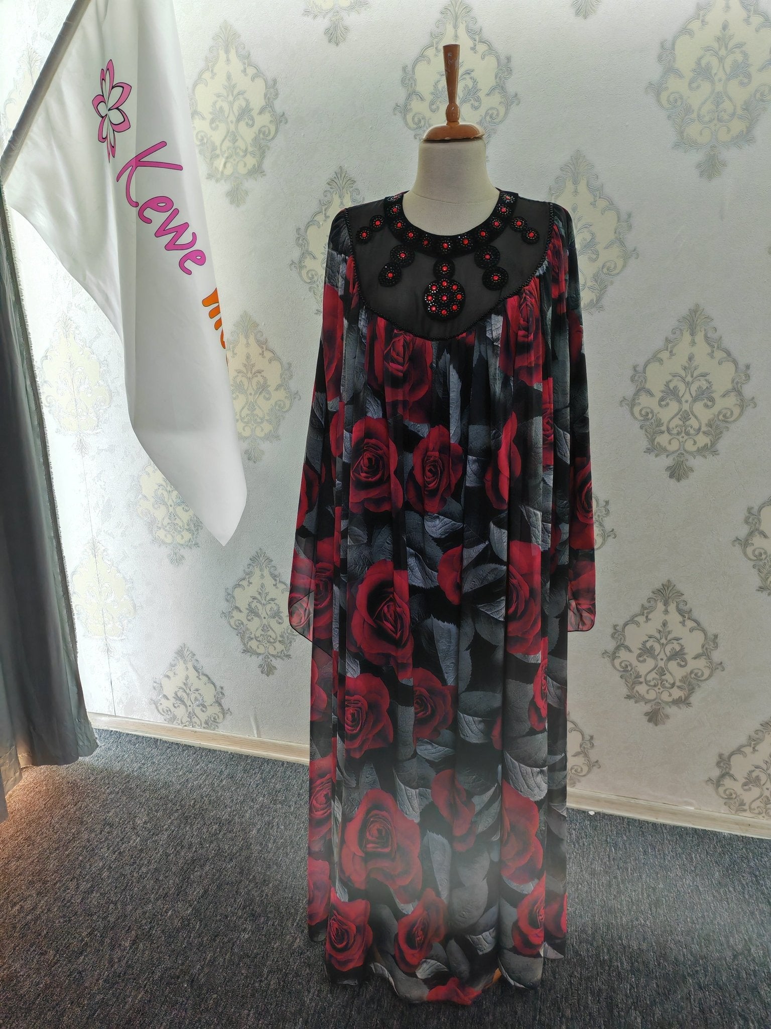 Digital Print Lined Chiffon Dress USER66 - kewe