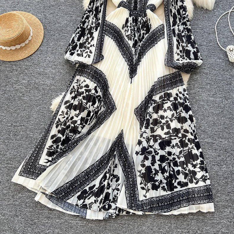 Digital Print Lined Chiffon Dress TIK6 - kewe