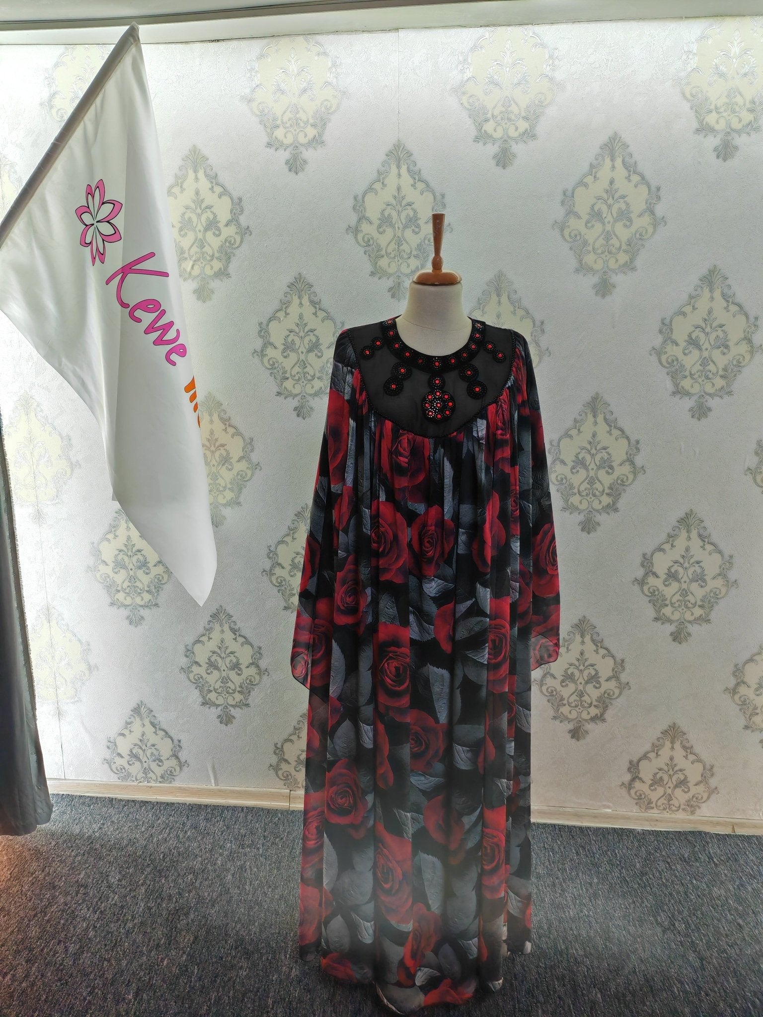 Digital Print Lined Chiffon Dress USER66 - kewe