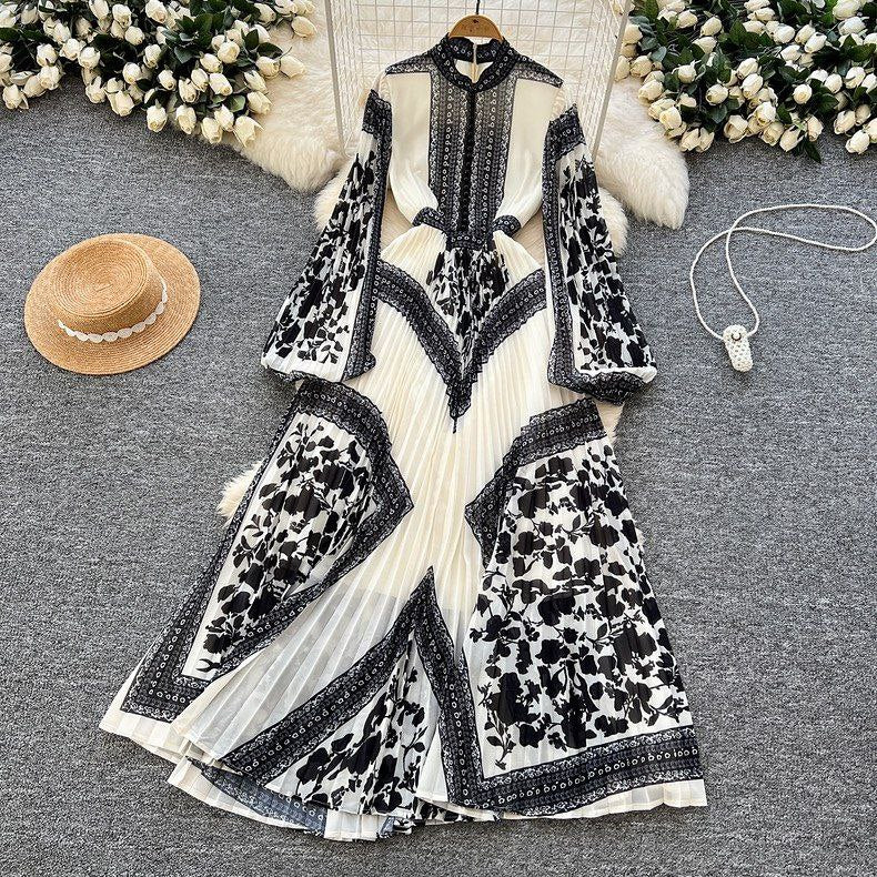 Digital Print Lined Chiffon Dress TIK6 - kewe