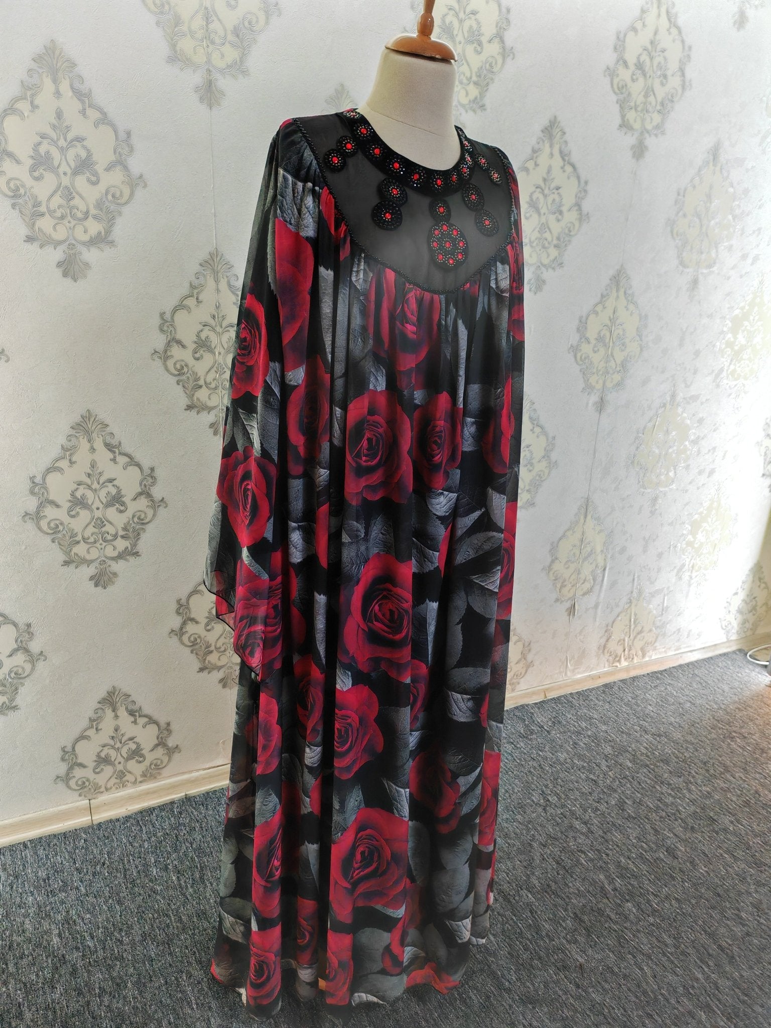 Digital Print Lined Chiffon Dress USER66 - kewe