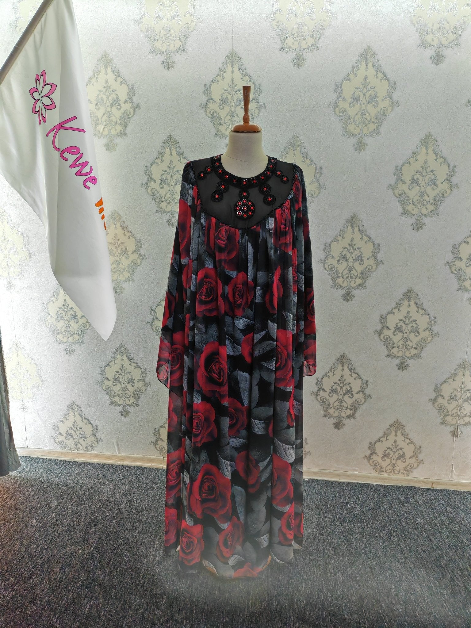 Digital Print Lined Chiffon Dress USER66 - kewe